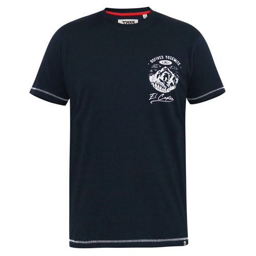 D555 Graham Yosemite Chest And Back Print T-Shirt Navy